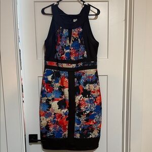 Signature by Sangria Black and Multicolor Midi Dress